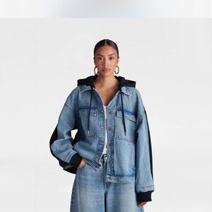 NWT Kbb By Kahlana Denim Jacket with Black Hooded D